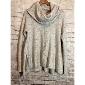 Jessica Simpson Sweater Womens Large Oatmeal Speckled Cowl Neck Oversized Lagom